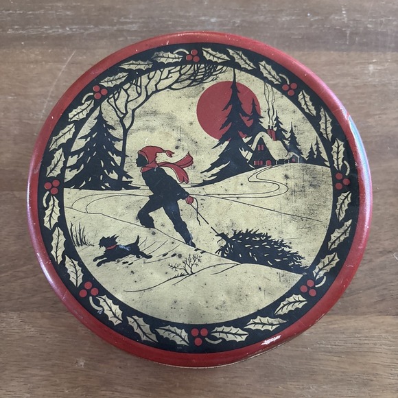 Independent Can Co. Other - Vintage Independent Can Co. [Baltimore, MD] Black/Red/Gold Winter Metal Tin